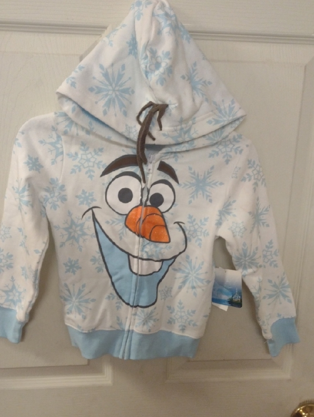 Disney White & Light Blue Olaf Hoodie with Orange Nose